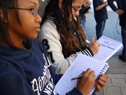 Students sketching on site visit