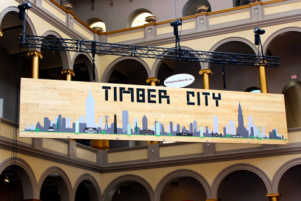 Timber City installation sign