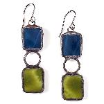 Click here for more information about Double Square Denim/Olive Stained Glass Earrings 